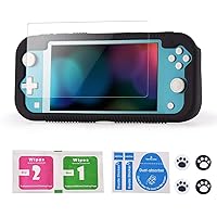 Vista 9 de Teyomi Protective Case Compatible with Nintendo Switch Lite, Silicone Protective Cover for Nintendo Switch Lite with Tempered Glass Screen Negro