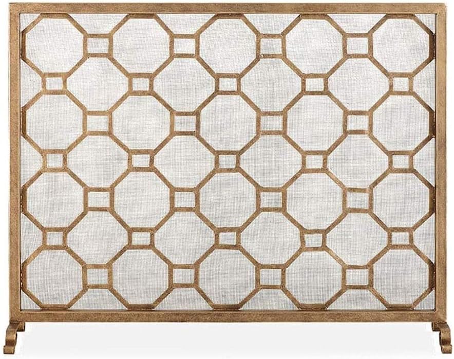 Single Panel Fireplace Screen, Baby Safe Spark Guard, Sturdy Wrought Iron Fire Protector with Mesh, Freestanding Fire Guard for Wood Burning & Gas Stoves, Long-Lasting Safety Solution