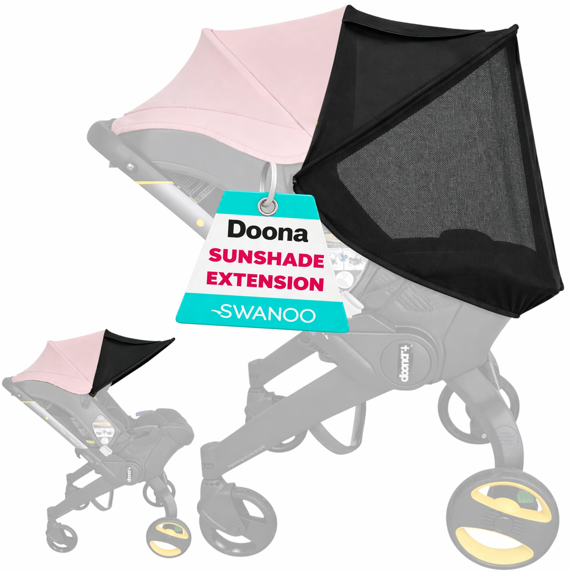 Doona Car Seat Sun Shade Extension, Baby Car Seat Sun Cover Canopy Extender, Infant Stroller Sunshade with UV Protection, Breathable Mesh Bug Net, Newborn Travel Shade - 1