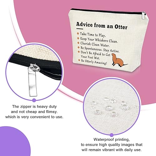 Miniatura 10 de Regalo para amantes de la nutria, regalos de nutria marina para mujeres, bolsa de maquillaje, Quién ama a las nutrias
