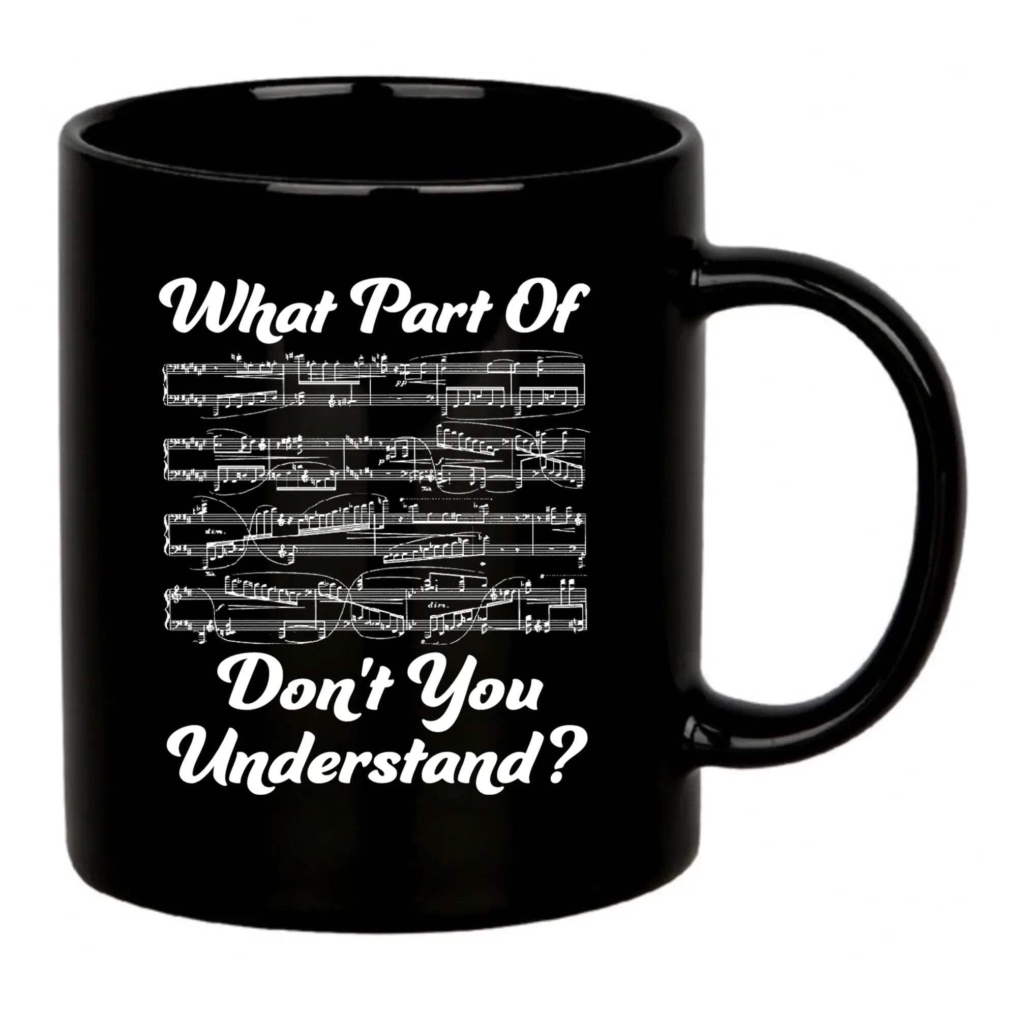 Panvola What Part of Don’t You Understand Music Teacher Gifts Funny Musicians Mug Pianist Choir Director Sheet Music Coffee Mug (Black, 11 Oz)