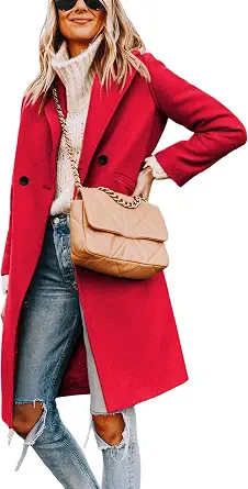 Hooever Women's Wool Blend Double-Breasted Peacoat