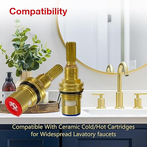 Miniatura 5 de Juego de cartuchos de válvula de cerámica de latón 1-001 y latón 1-002 compatible con cartucho generalizado en frío y cartucho extendido caliente,