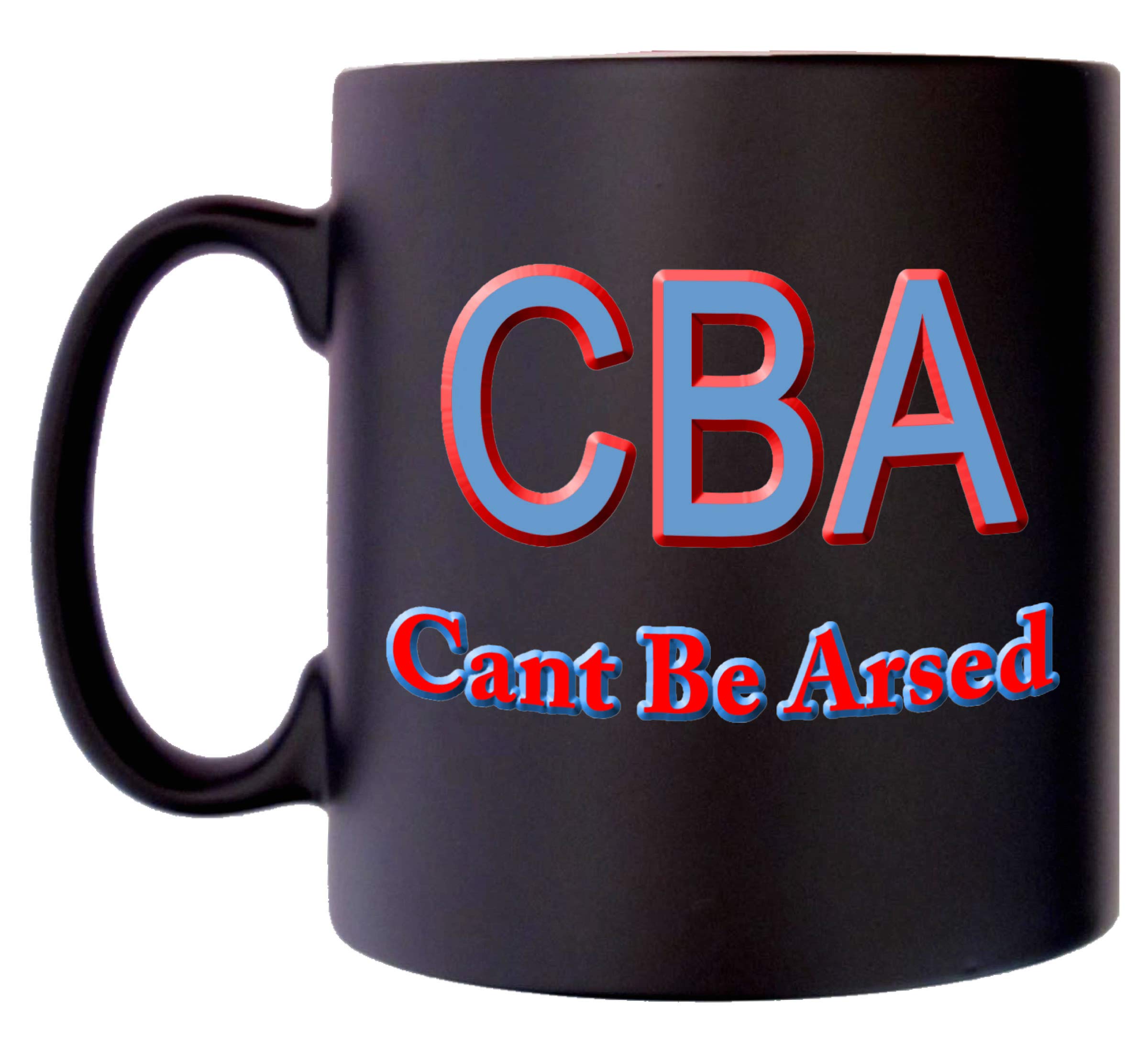 Klassek CBA Cant Be Arsed Text Speak Rude Adult Mug for Men Coffee Tea 10oz Black Satin Gift Present