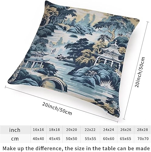 Vista 67 de ArogGeld Funda de cojín de chinoiserie japonesa chinoiserie asiática, fundas de almohada de pagoda azul asiática, funda de almohada oriental de A-1