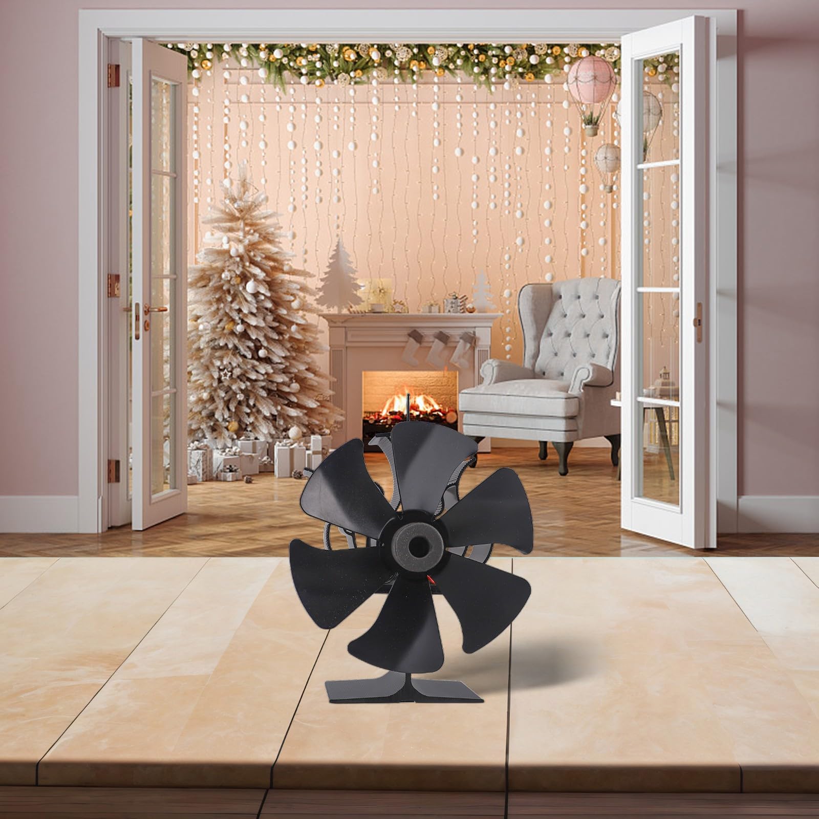 Ventola termoelettrica a 6 pale per camino, circolazione del calore efficiente, funzionamento silenzioso 1300 giri/min, da 50 a 350