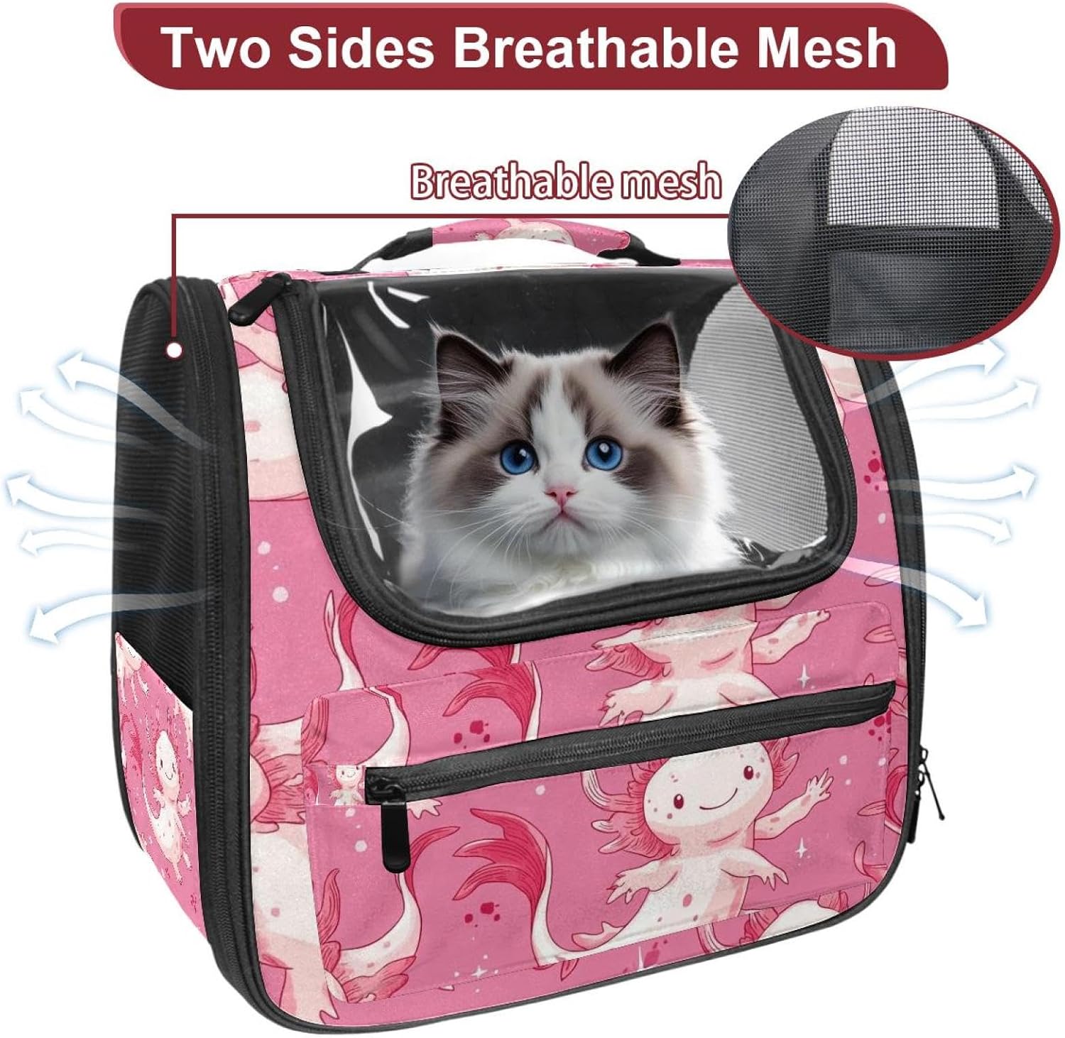 Axolotl Pet Carrier Soft Sided Carrier for Small Medium Cats Dogs