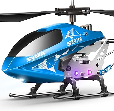 SYMA Remote Control Helicopter, S107H-E Aircraft with Altitude Hold, One Key take Off/Landing, 3.5 Channel, Gyro Stabilizer and High &Low Speed, LED Light for Indoor to Fly for Kid and Beginner Blue