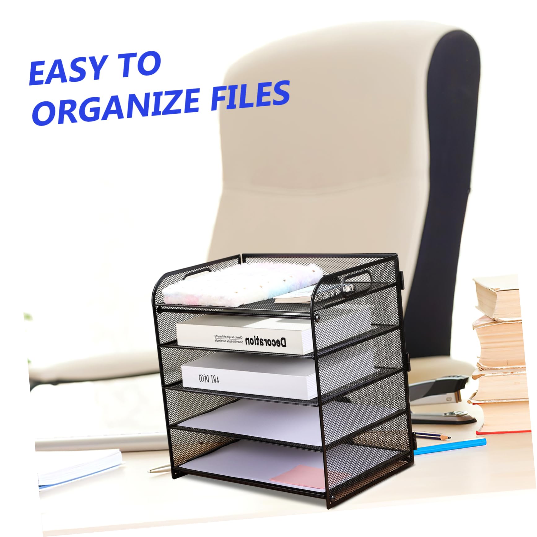 Artibetter Organizzatore Facile da Usare per 5 Livelli in Acciaio al Carbonio Struttura a Rete Nero, Porta Documenti da Tavolo per Documenti da Scrivania Ufficio
