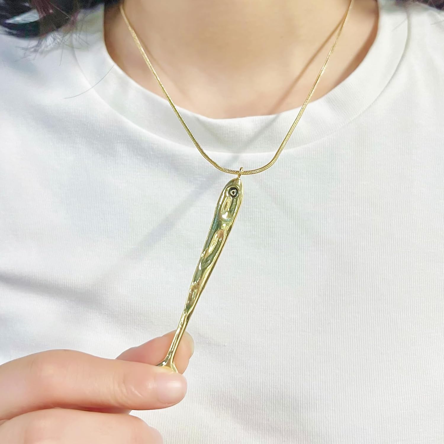 Fish Necklace for Women Sardine Necklace Gold Beach Fish Pendant Necklace Dainty Waterproof Jewelry Trendy Summer Ocean Jewelry - Image 2