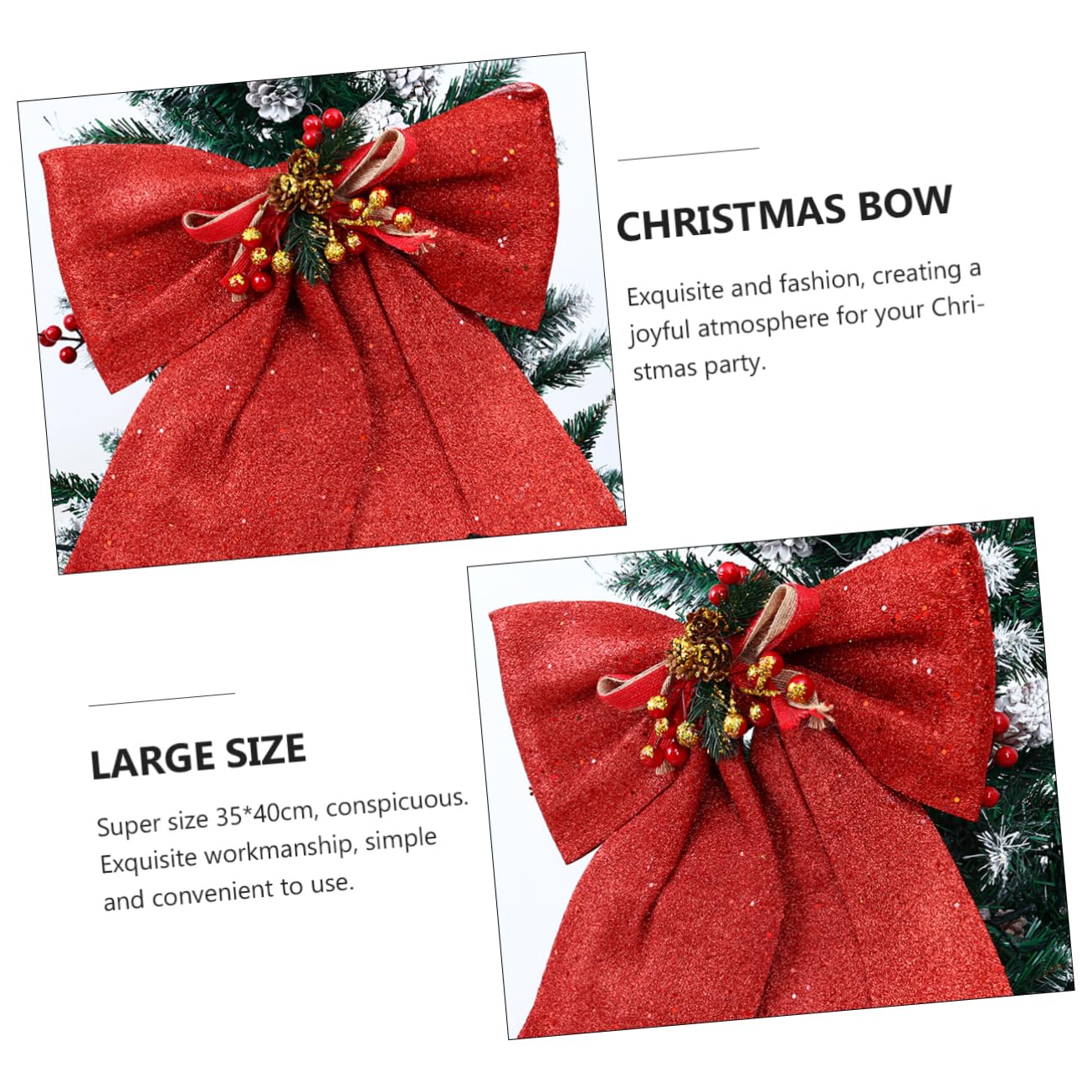 OUNONA 3piezas Adorno Colgante De Navidad Forma De Lazo Decoración para Árbol De Navidad y Eventos Festivos Material Duradero y Ligero