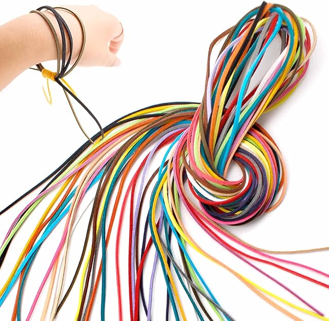 Artisan-SH 20 Pcs Suede Rope Colorful Leather String for Jewelry, Necklaces, Bracelets, Beaded DIY Handmade Crafts Leather Necklace 39 Inches Leather Cord(20 Color)