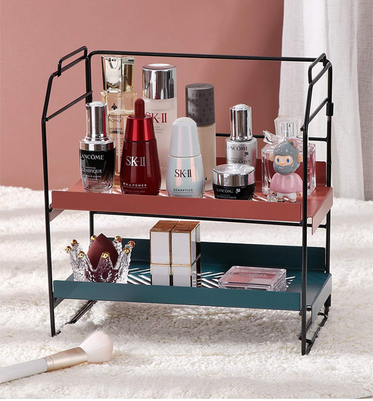 2Tier Bathroom Countertop Organizer, Wire Basket Storage Container