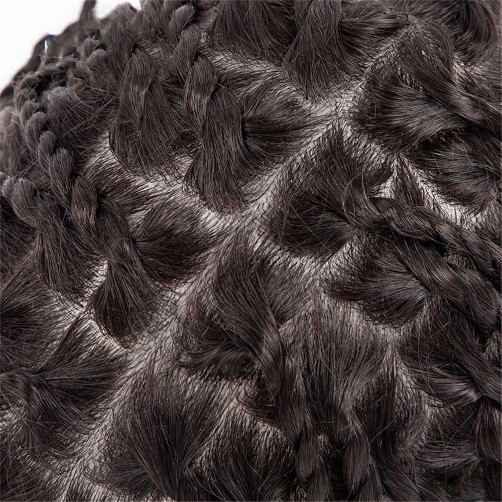 Peruki męskie Proteza włosów dla mężczyzn 6" Twist Crochet Braids Wstrzykiwana pełna skóra ludzkich włosów Tupet dredów Peruka syntetyczna naturalna i puszysta(4#,6x9)