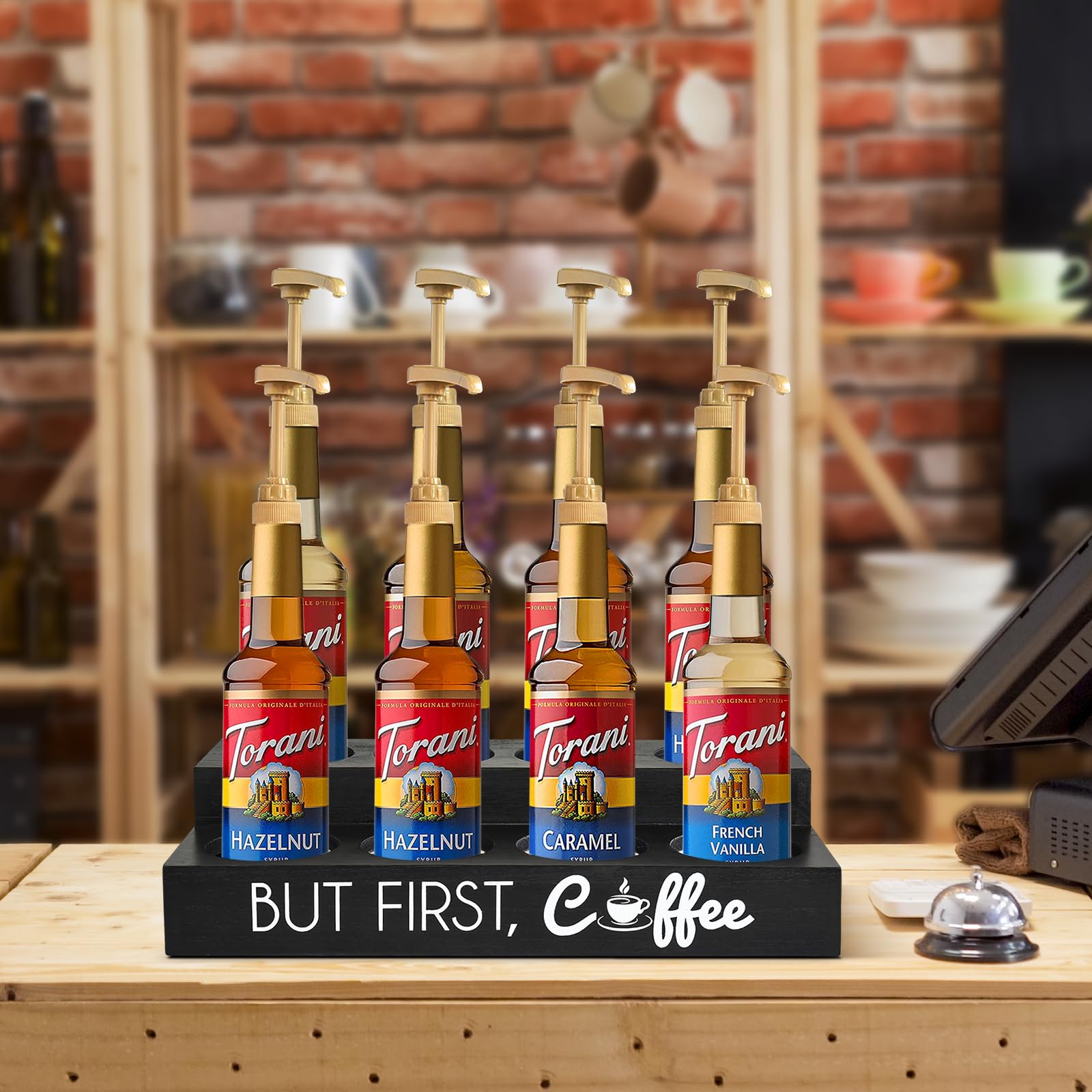 Coffee Syrup Organizer for Coffee Bar, 8 Syrup Bottles Holder for ...