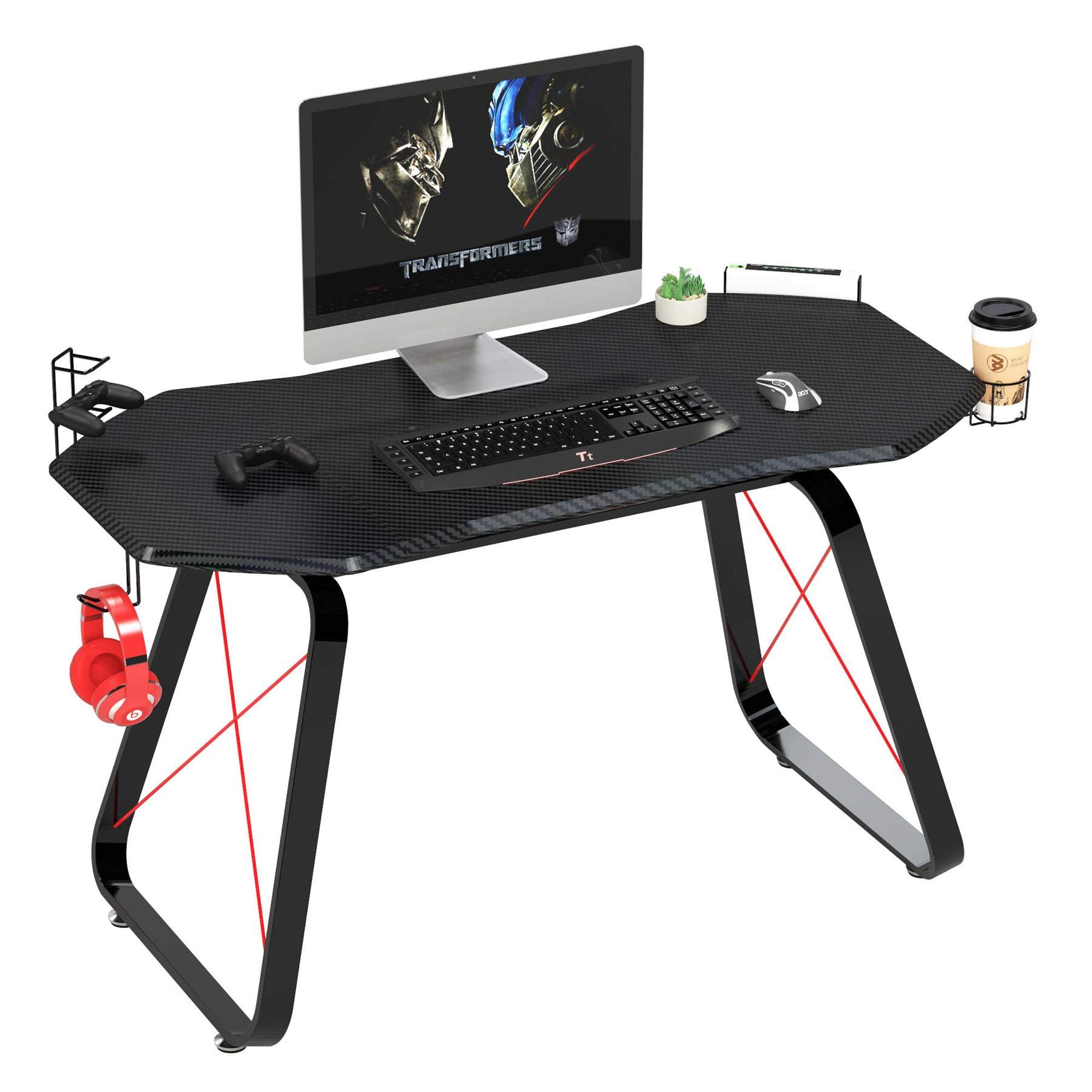 Carbon Fibre Effect Computer and Gaming Desk for Home Office - Piranha Stonecat