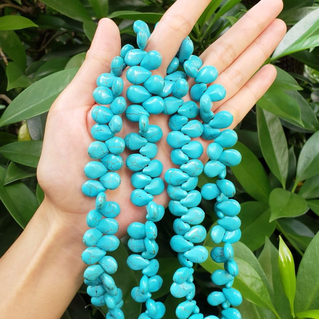1 hebra Adabele Natural turquesa azul howlita pera briolette piedra preciosa 14 mm suelta lágrima colgante cuentas (46-52 piezas) para hacer joyas y manualidades GR-T1