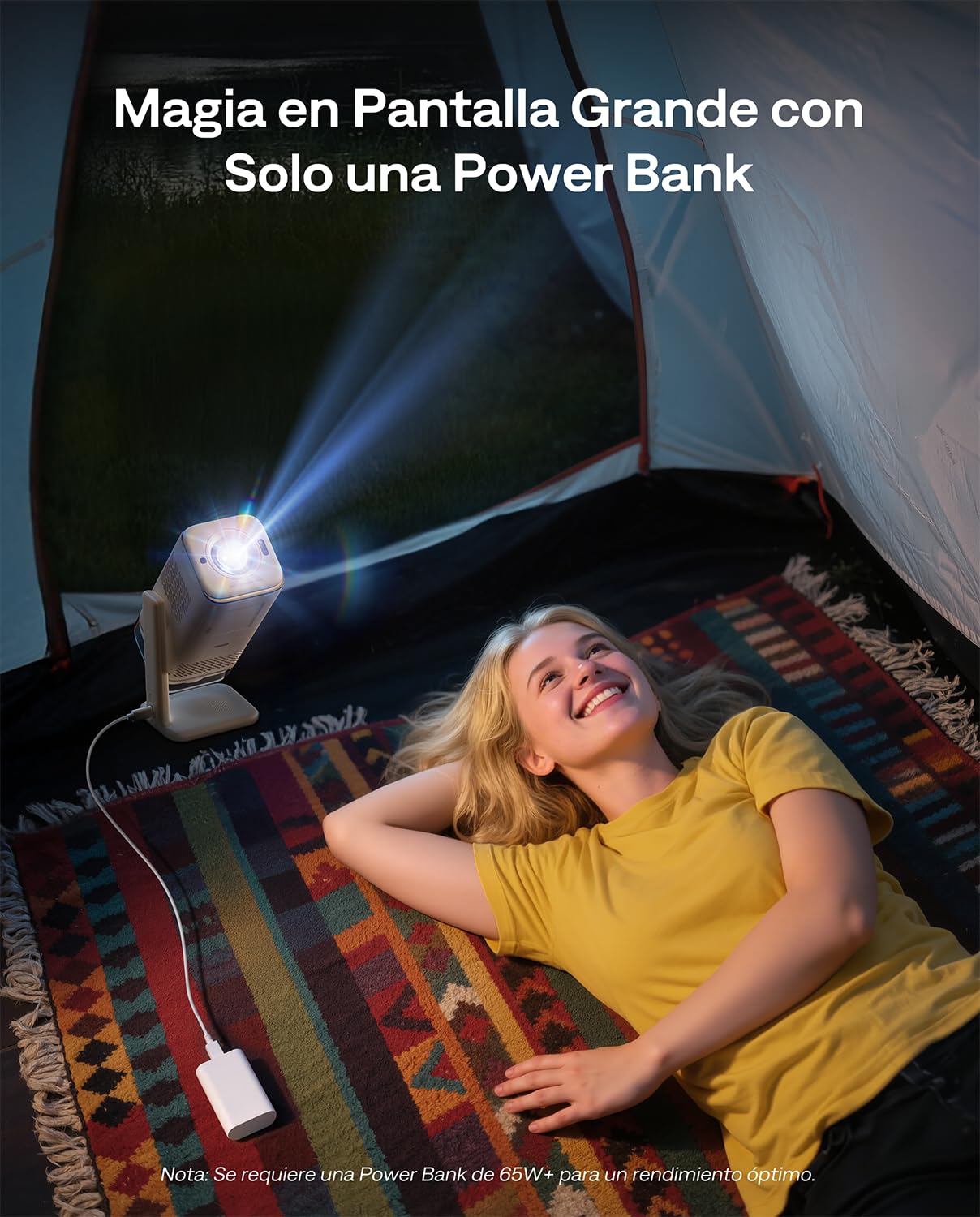Aurzen Boom Air Mini Proyector con Google TV y Netflix, Carga USB-C | Proyector para exterior, compatible con 4K, smart proyector para cine en casa, Dolby Audio, enfoque TOF, Wi-Fi y Bluetooth
