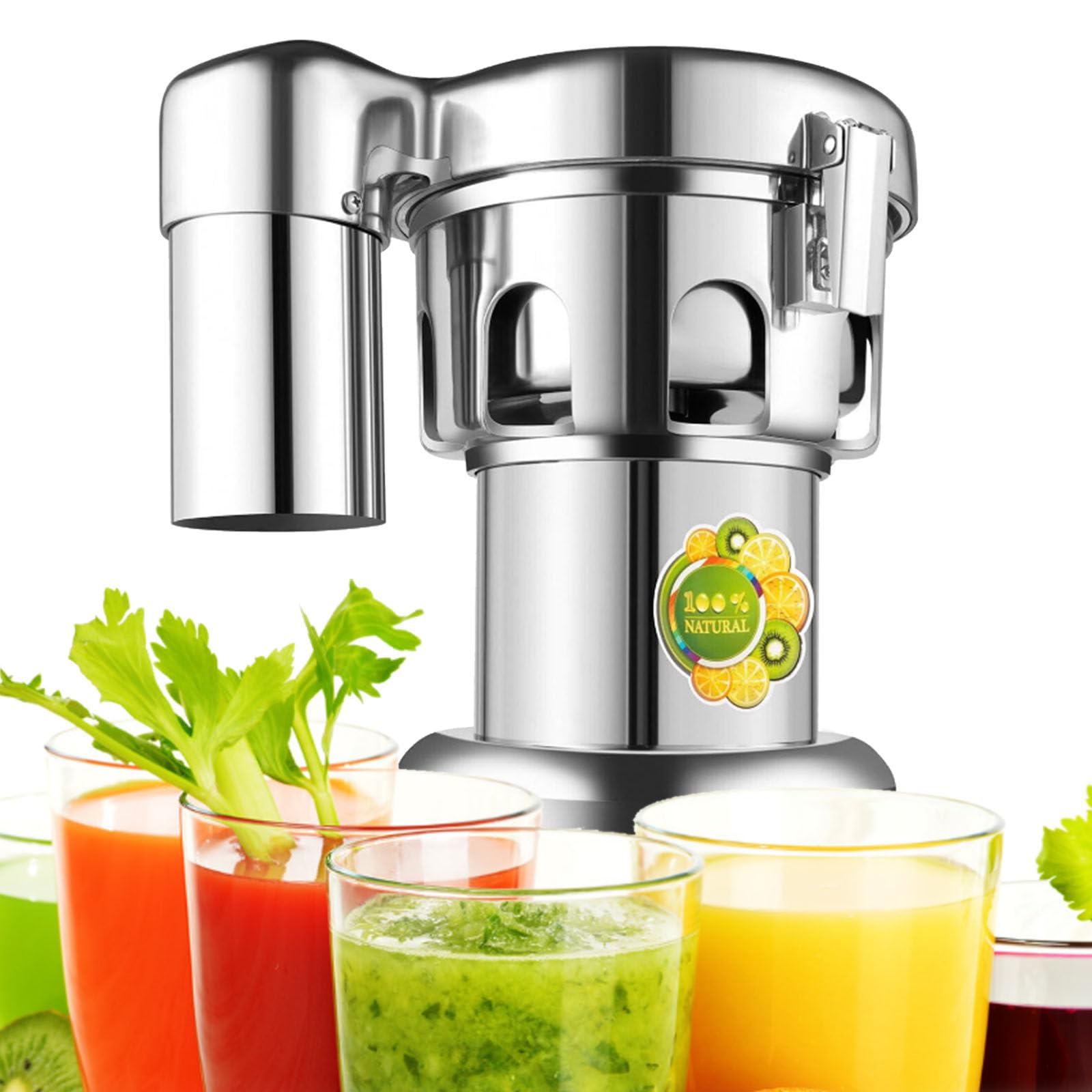 Exprimidor de cítricos, exprimidor de frutas y verduras, acero inoxidable de calidad alimentaria, exprimidor eléctrico de cítricos de 370 W, separación automática del orujo de zumo