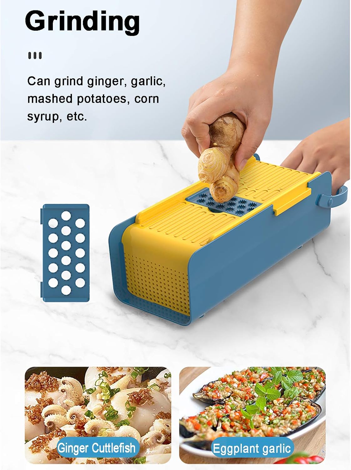 Vegetable Grinder Cutter Dicer for Potato Tomato Ginger Multifunctional Vegetable Slicer Mandolin Slicer Adjustable Onion Slimming Chopper with Hand Guard Kitchen Vegetable Chopper-A 27 x 9 x 11 cm