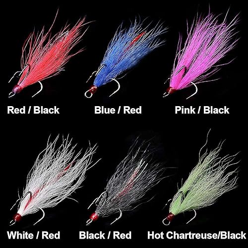 Miniatura 3 de Juego de ganchos para pesca con forma de cola de ardilla y plumas, de agua dulce, tamaño 2, 4, 6, 8, paquete de 6