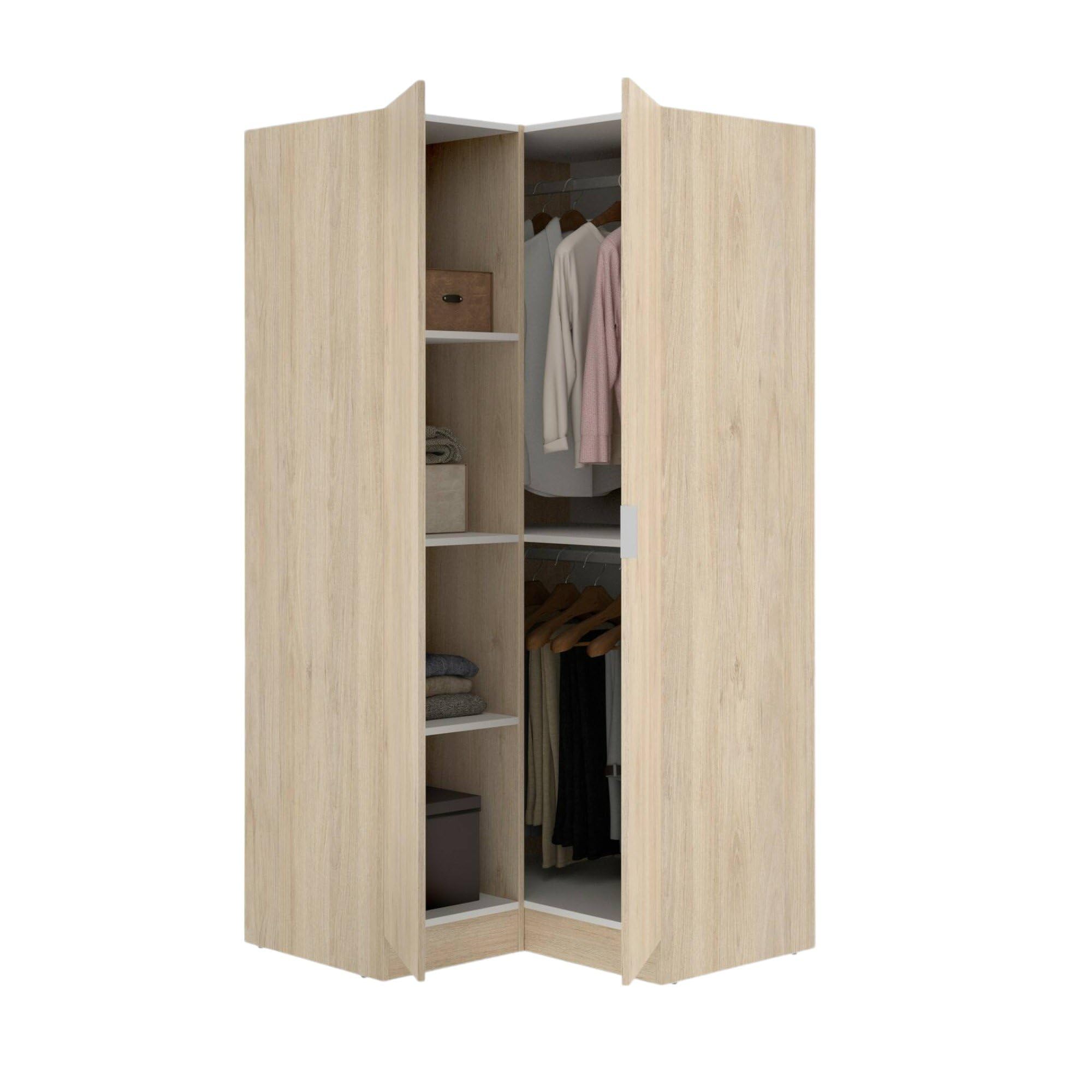 Dmora Guardaroba 2 Ante Elgon 92.5x184h cm Marrone Rovere Appendiabiti 4 Ripiani, Armadio Camera da Letto 2 Ante