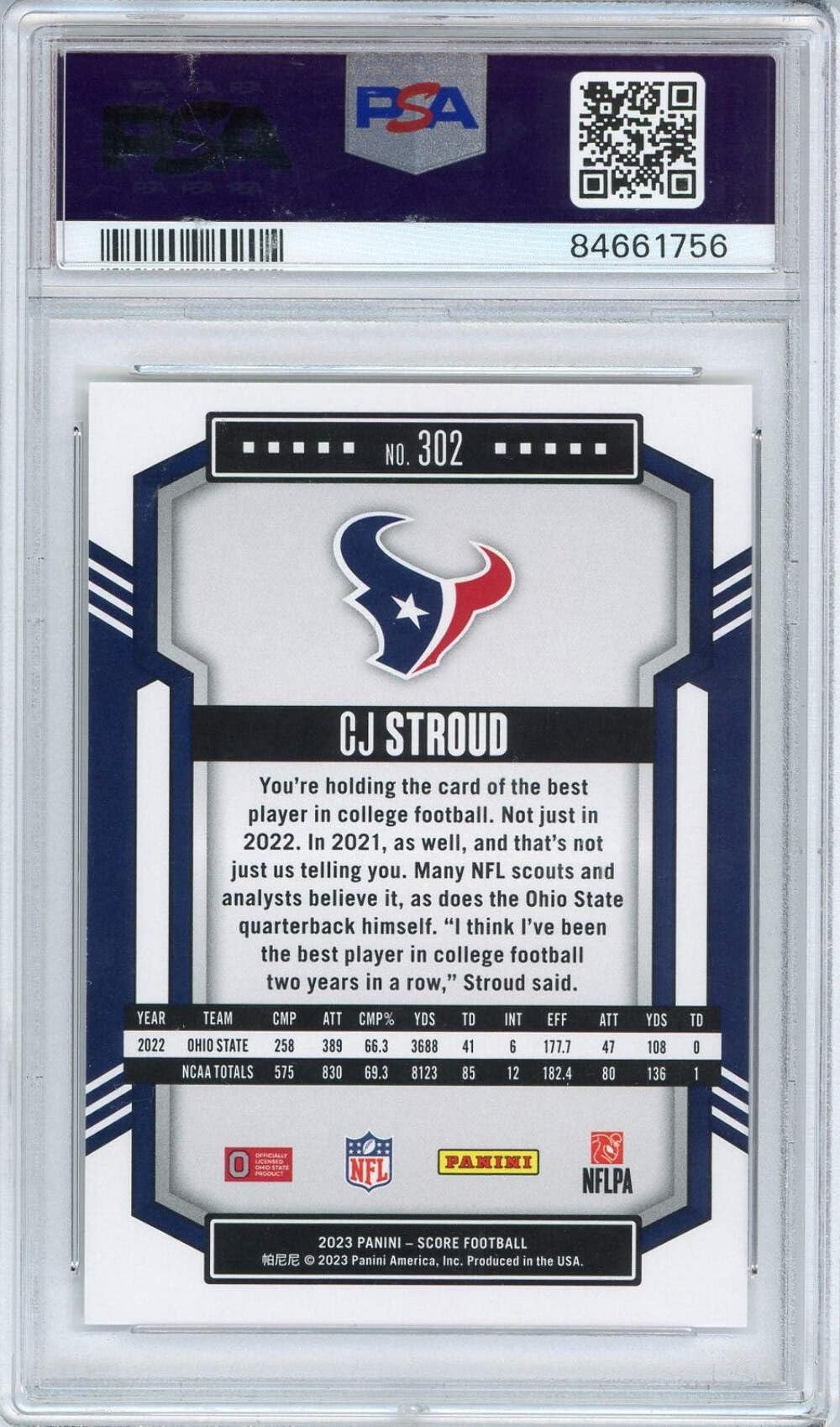 Amazon.com: Graded 2023 Panini Score CJ Stroud #302 Rookie RC Football Card  PSA 10 Gem Mint : Collectibles & Fine Art