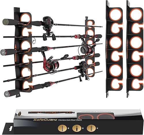 KastKing SafeGuard - Soporte para caña de pescar para garaje, pared o techo, organizador de almacenamiento para caña de pescar, soporte para caña de