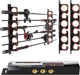 KastKing SafeGuard Fishing Rod Holder for Garage, Wall or Ceiling Mounted Fishing Rod Rack