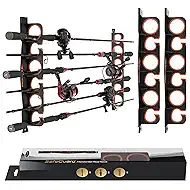 KastKing SafeGuard Fishing Rod Holder for Garage, Wall or Ceiling Mounted Fishing Rod Rack Storage Organizer, Fishing Pole Holder Holds 6 Rods or Combos in Less Than 18 Inches