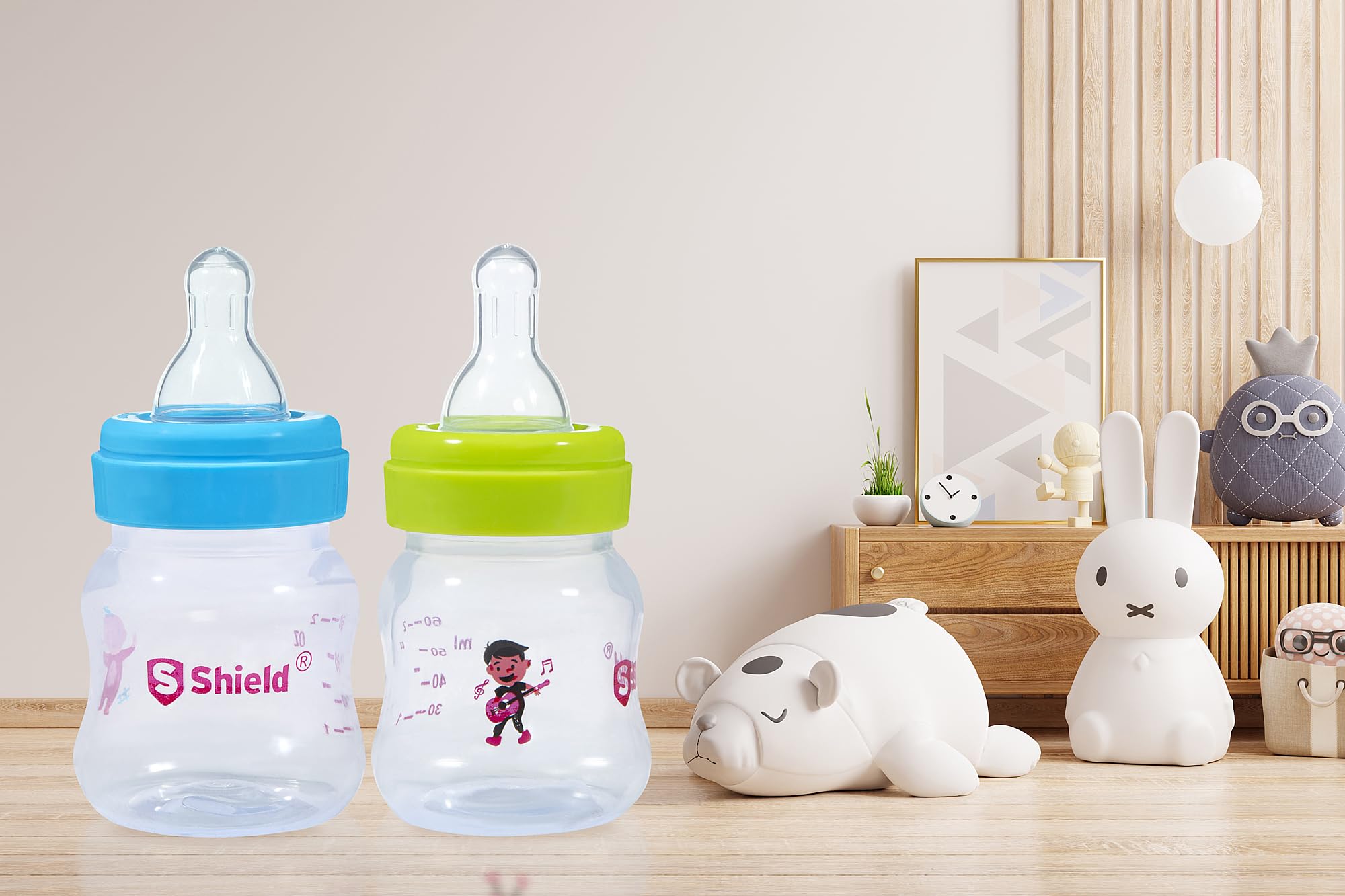 S Shield Baby Rattle Cap Feeding Bottle with Toy Cap, with Slow Flow ...