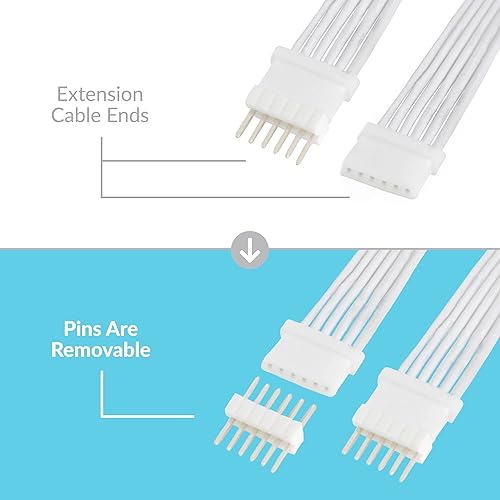 Miniatura 5 de Litcessory Cable de extensión para Philips Hue Lightstrip Plus (3.3 pies, paquete de 2, blanco, micro 6 pines V4)