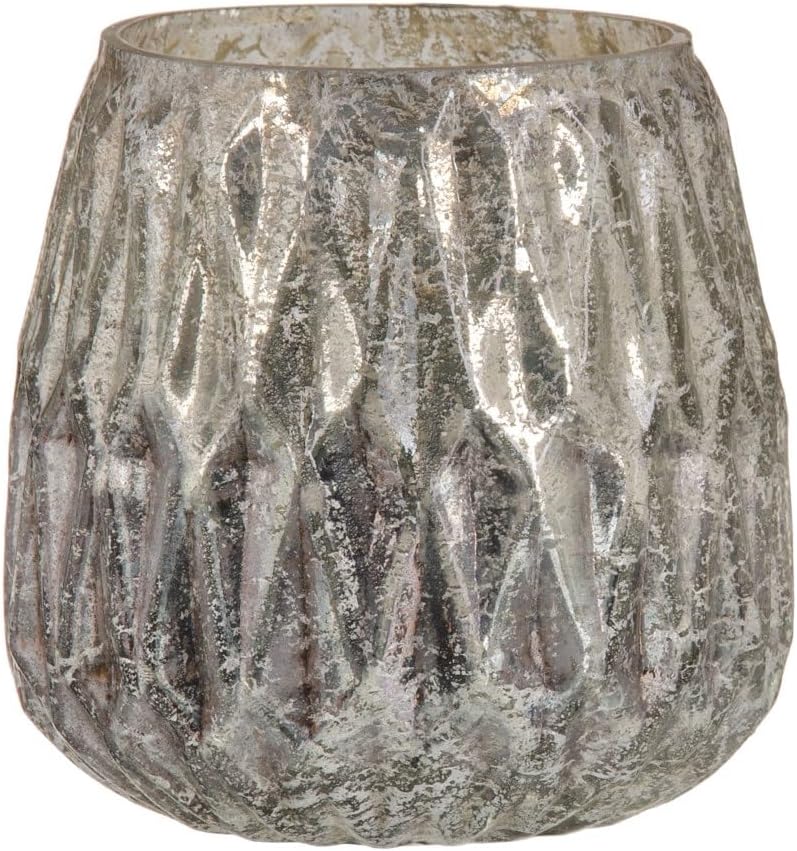 Candle Holder Glass Grey 11 x 11 x 11 cm