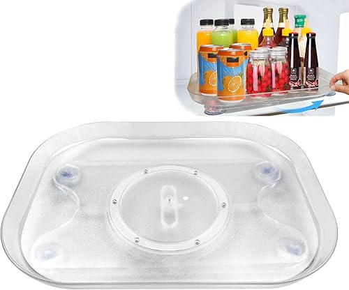 Lazy Susan - Organizador cuadrado giratorio de 360 para refrigerador, organizador rectangular transparente para refrigerador, almacenamiento para