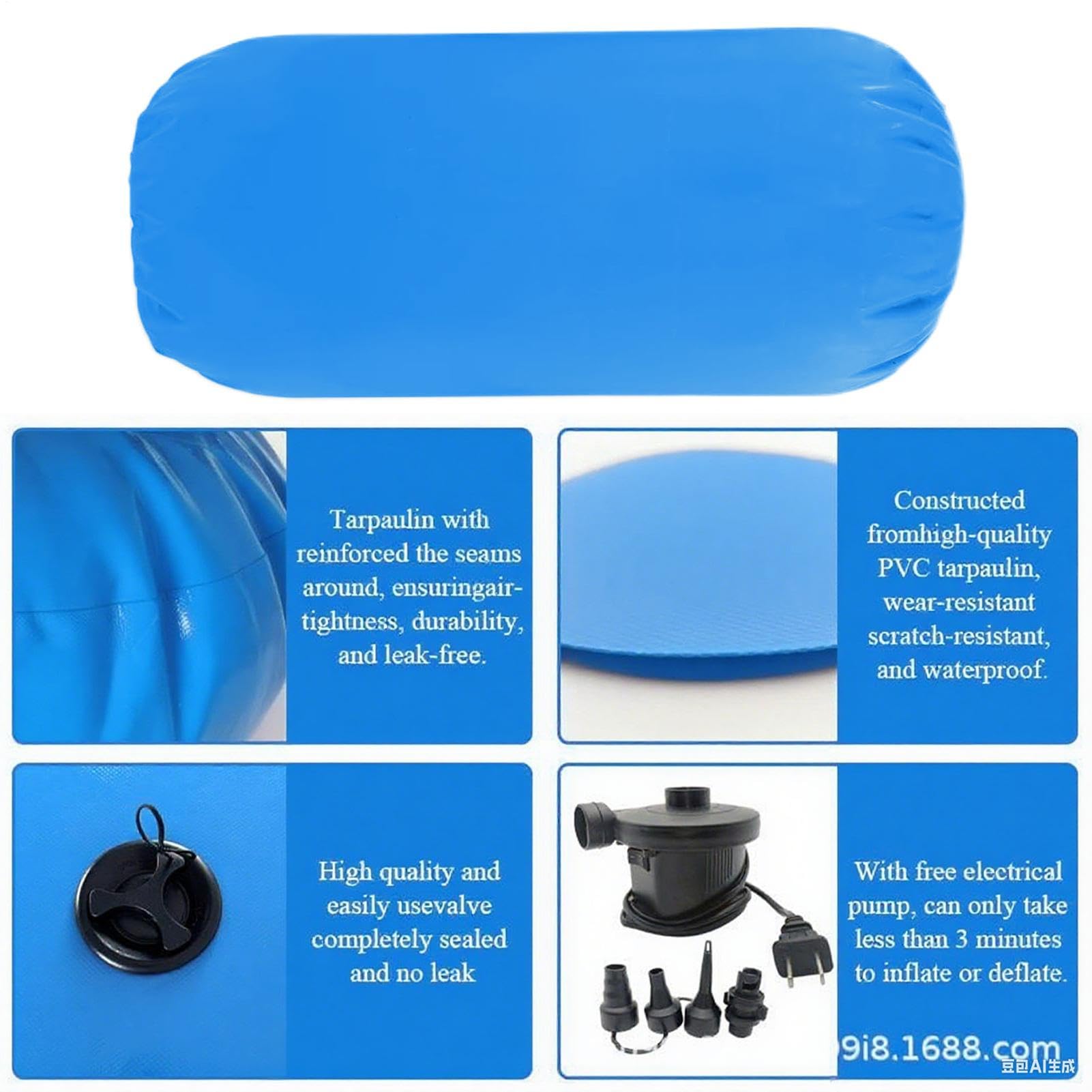 Air Roller - Rodillo de aire inflable para gimnasia, equipo de entrenamiento de resorte trasero con bomba, para animadoras en casa, fitness, juego en interiores, gimnasio, equilibrio, práctica de