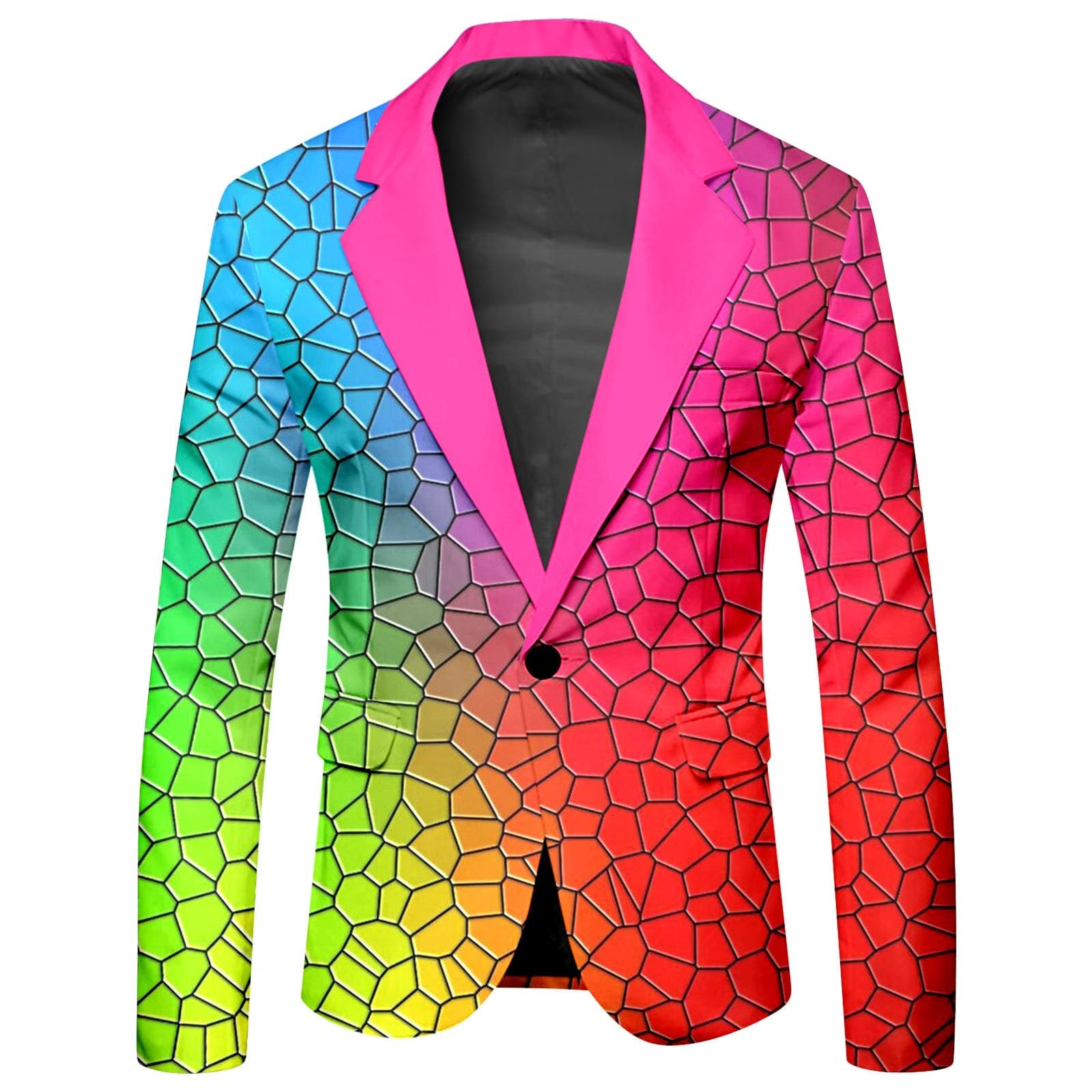 Herren Anzug 2 Teilig Slim Fit Herrenanzug Sakko Hose Knopf Smoking Anzug für Halloween Cosplay Karneval Fashion Outfit Männer Regenbogen Anzug
