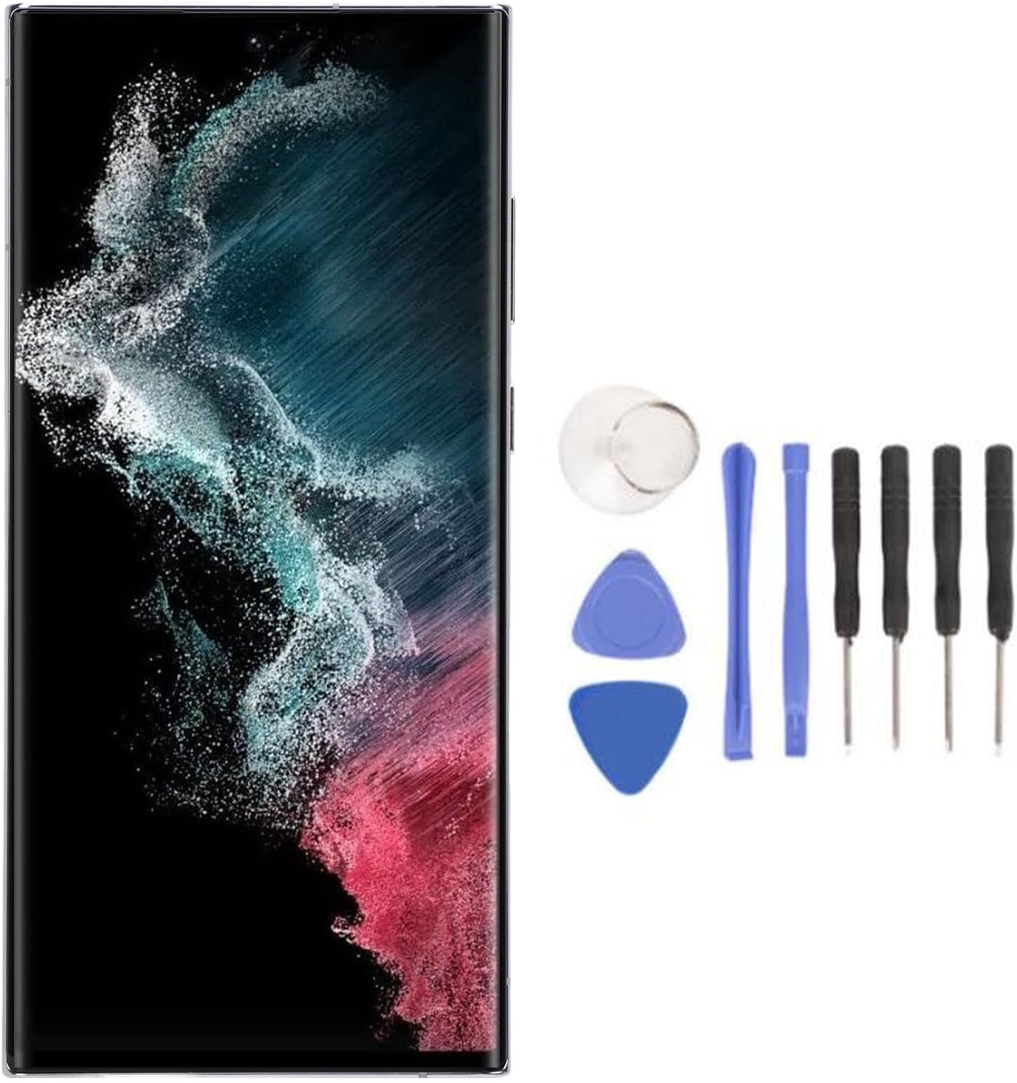 OLED for S22 Ultra 5G Screen Replacement, 6.8 Touch Screen Digitizer Assembly for SM-S908U, SM-S908U1, SM-G908A, SM-S908W (US Version), with Frame + Fingerprint (Silver)