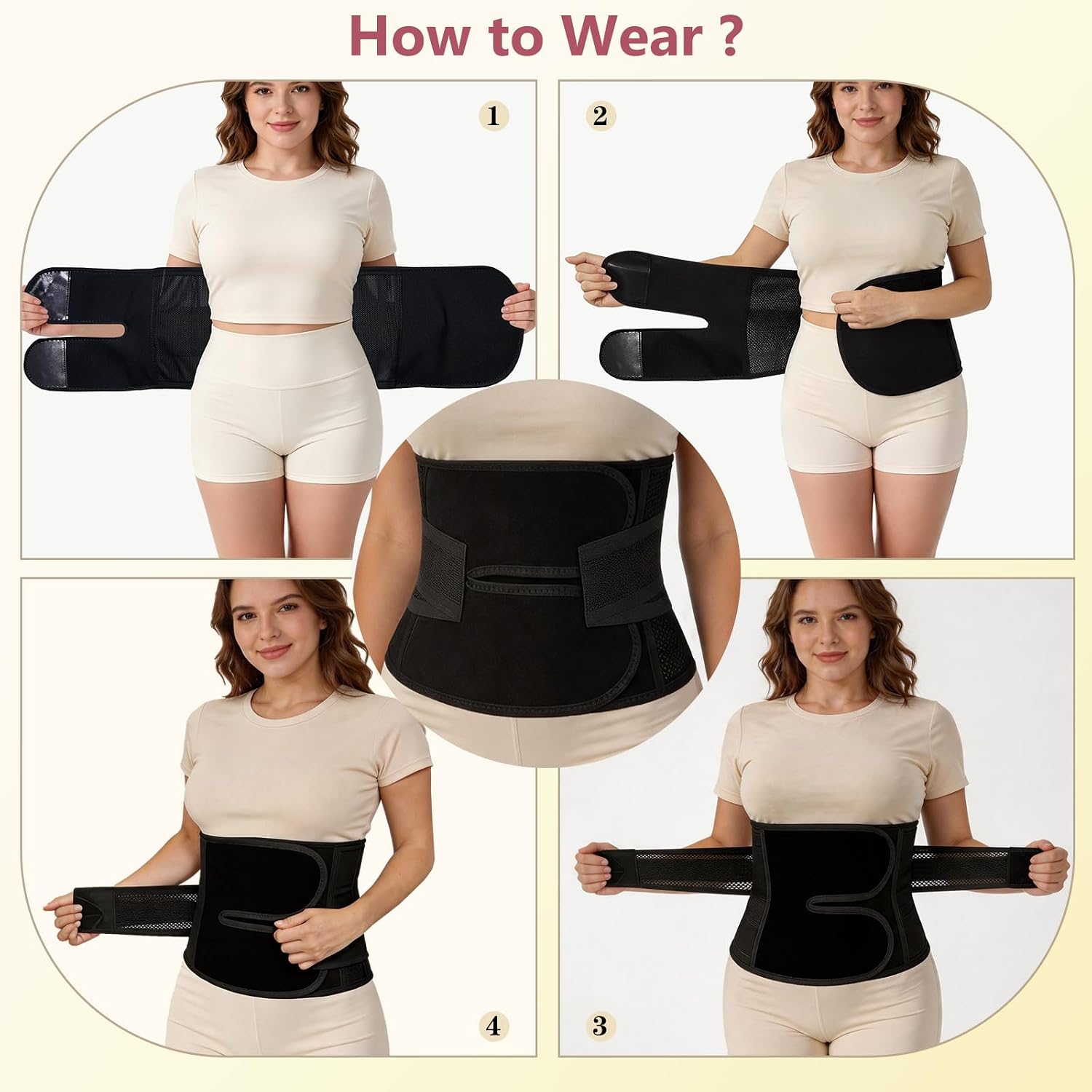 Postpartum Belly Band Wrap, Abdominal Binder for C Section Recovery, Double Hook & Loop Support Belt, Post Surgery Belly Wrap