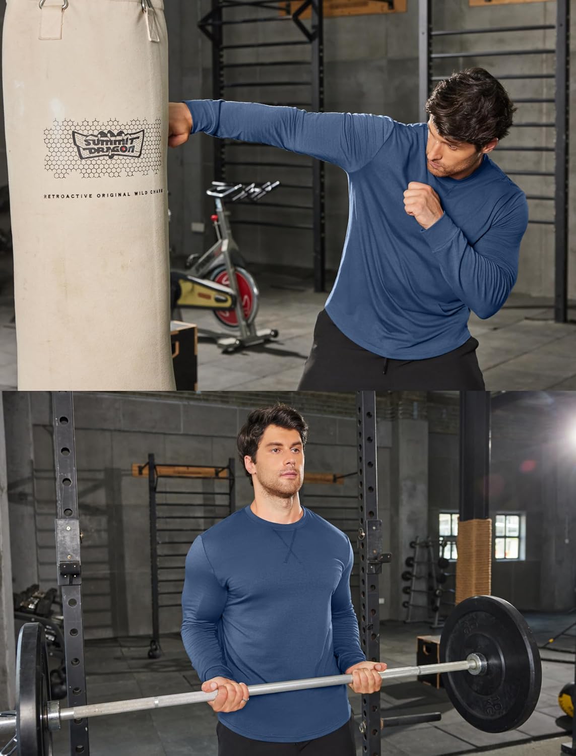 COOFANDY Mens Cotton Hipster Hip Hop Longline Crewneck T Shirts Casual Long Sleeve Tees Curved Hem Gym Shirts