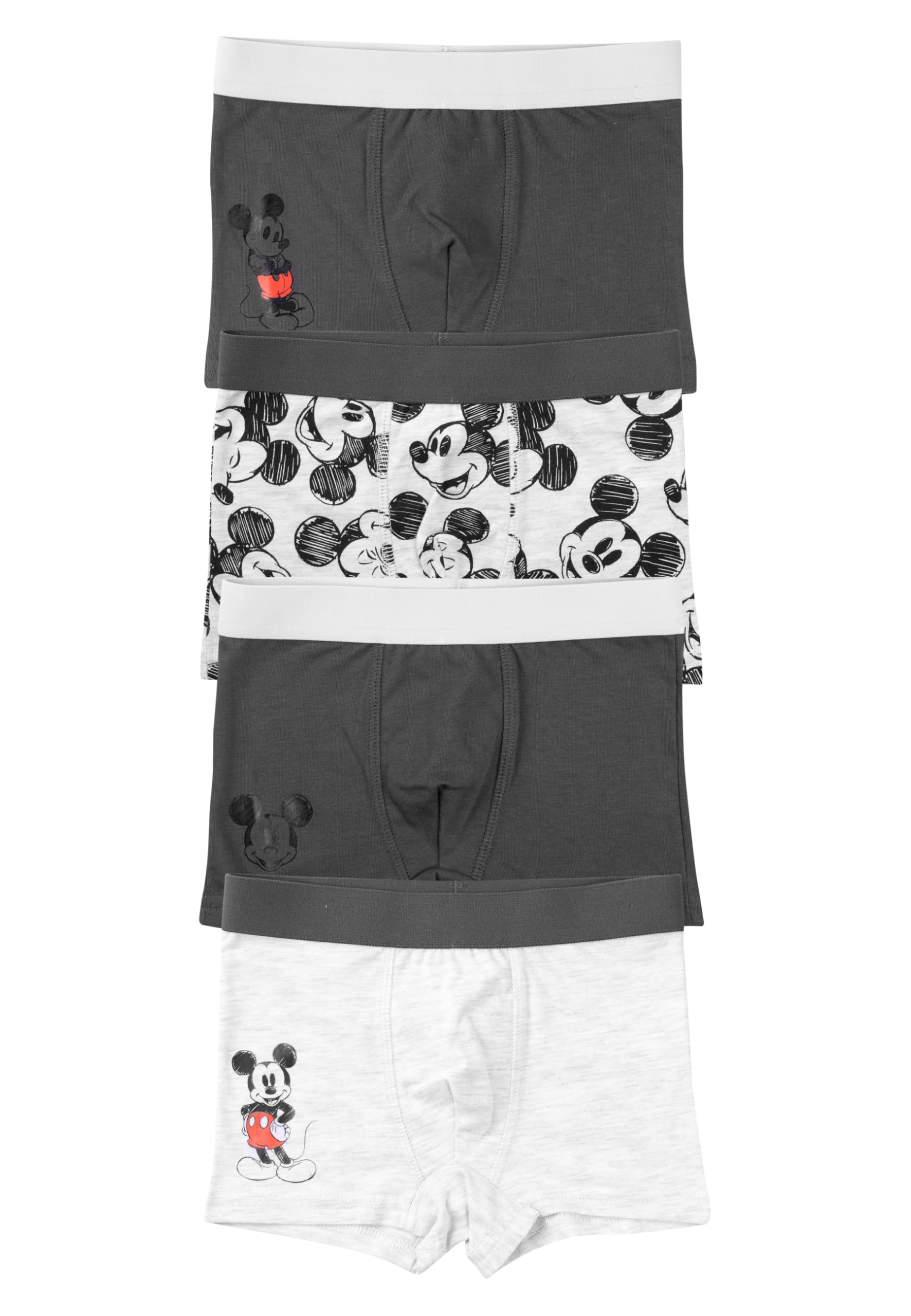 Disney Mickey Mouse Boxer Shorts for Boys - Kids Underwear Boxer Grey (Pack of 4) (DE/NL/SE/PL, Numeric, 110, 116, Regular, Grey)