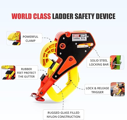 Miniatura 5 de Lock Jaw - Gancho estabilizador de escalera de techo para canalón, separación en 5 segundos con seguridad de bloqueo deslizante, evita que