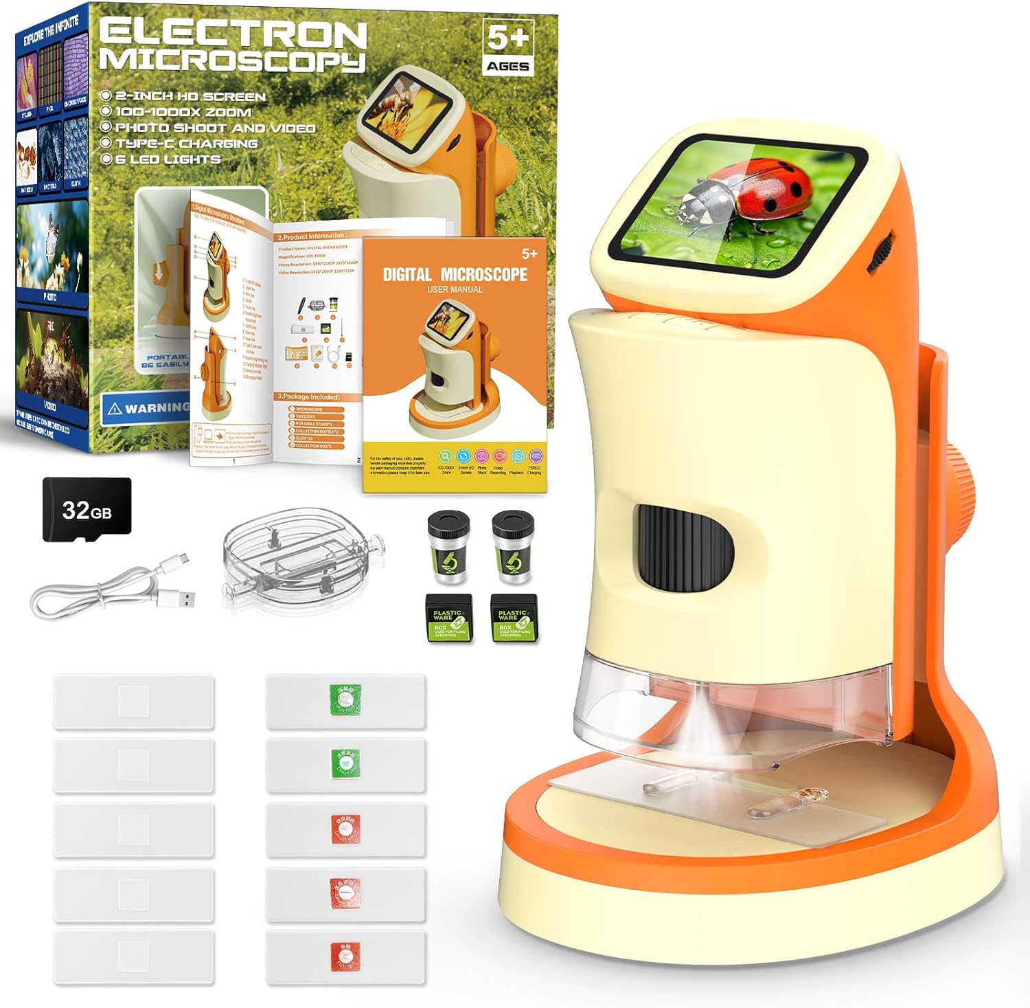 Microscope for Kids, 1000X 1080P Pocket Kids Microscope Handheld - [2026] Digital Mini Microscopes for Kids 8-12, STEM Toys Educational Science Kits for Kids 5-7, Ideal Birthday for Boys, Girls