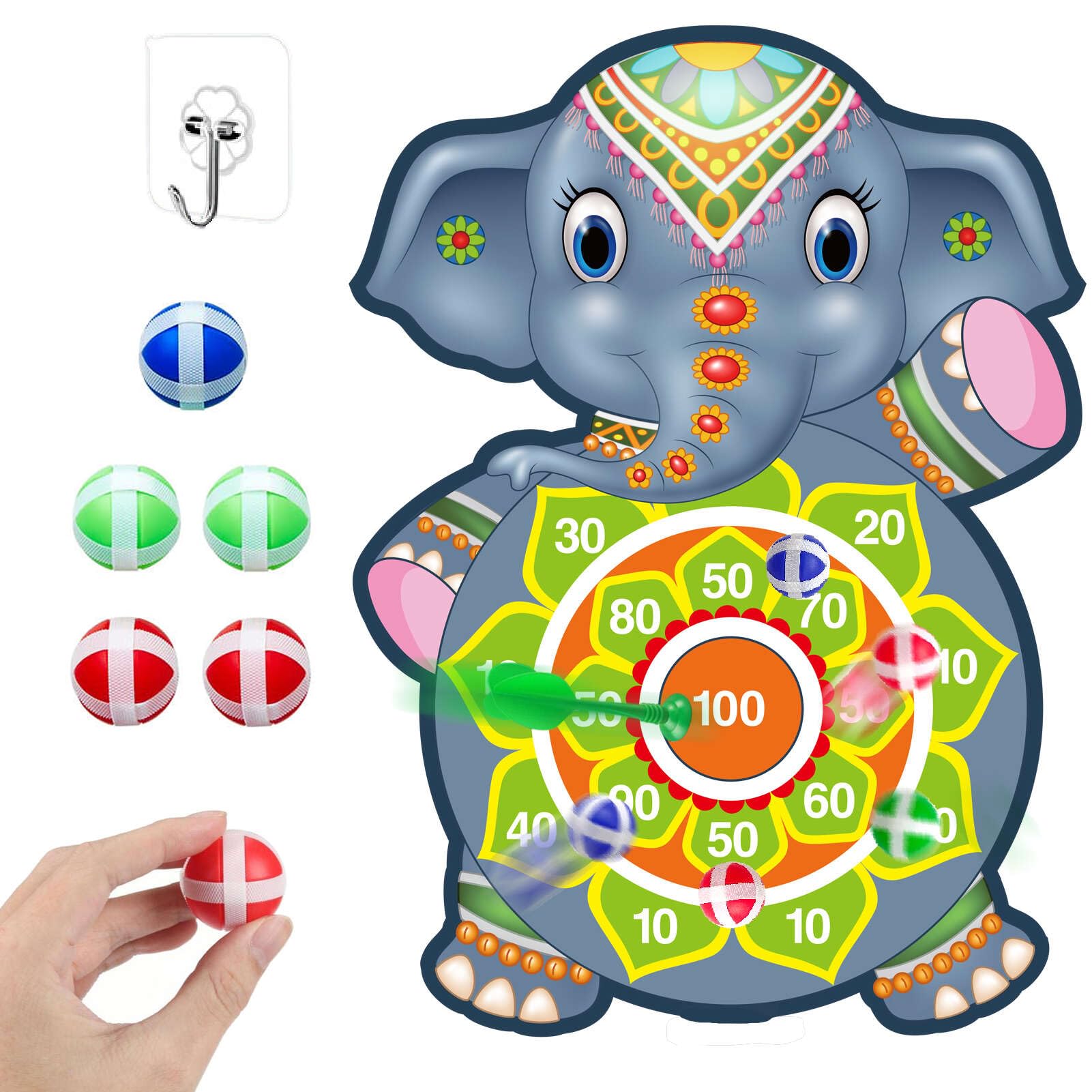 KIDSARTZ -Dartboard with Sticky Balls and Darts (Elephant Shaped Dartboard Set with Sticky Balls and Velcro Darts) Suitable for Kids of All Ages. Comes in Attractive Packets. Best for Birthday Gifts (B0CYVFL1S2) Amazon Price History, Amazon Price Tracker