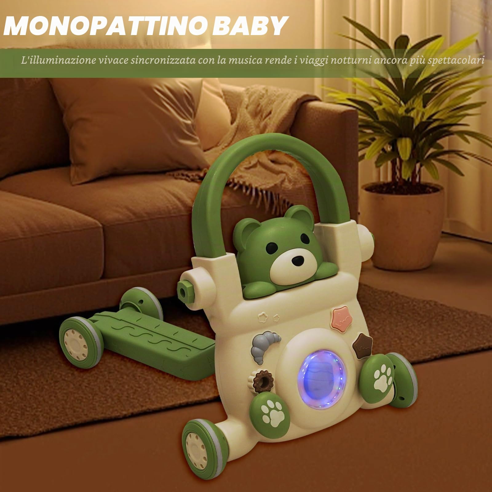 Primi Passi per Bambini 3 in 1,Girello Bambino,con Luci, Musica e Giocattoli, Velocità Regolabile Girello,Monopattino, Bicicletta Senza Pedali,Adatto a Bambini di età Superiore ai 6 Mesi