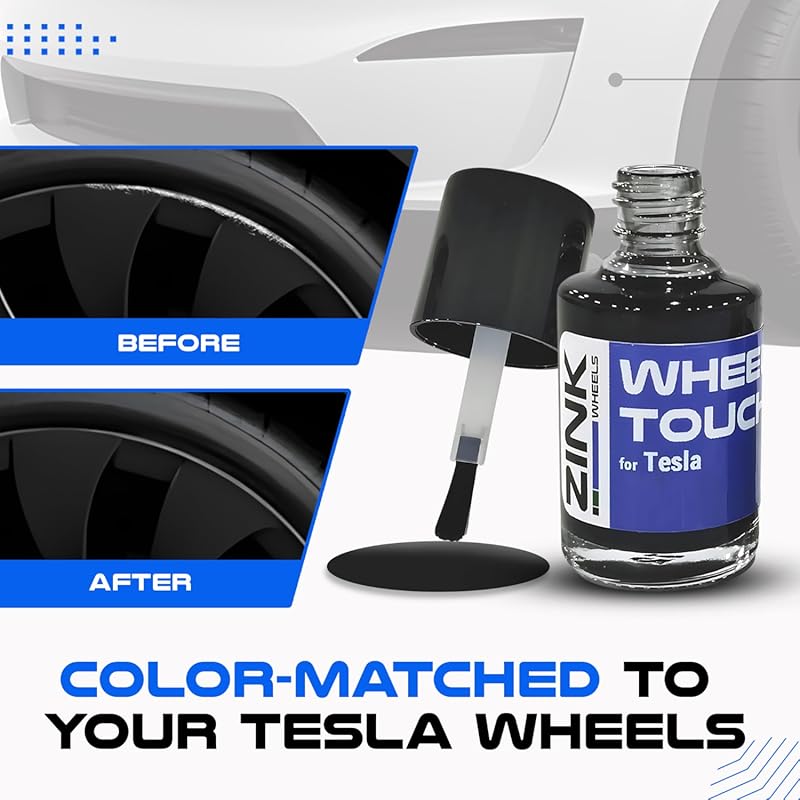 Premium Tesla Wheel Touch Up Paint for Model Y 21-inch Charcoal Grey Uberturbine Performance Rims - Color-matched Paint for DIY Curb Rash Repair - Made in USA Tesla Model Y 21" Charcoal Grey Uberturbine Performance