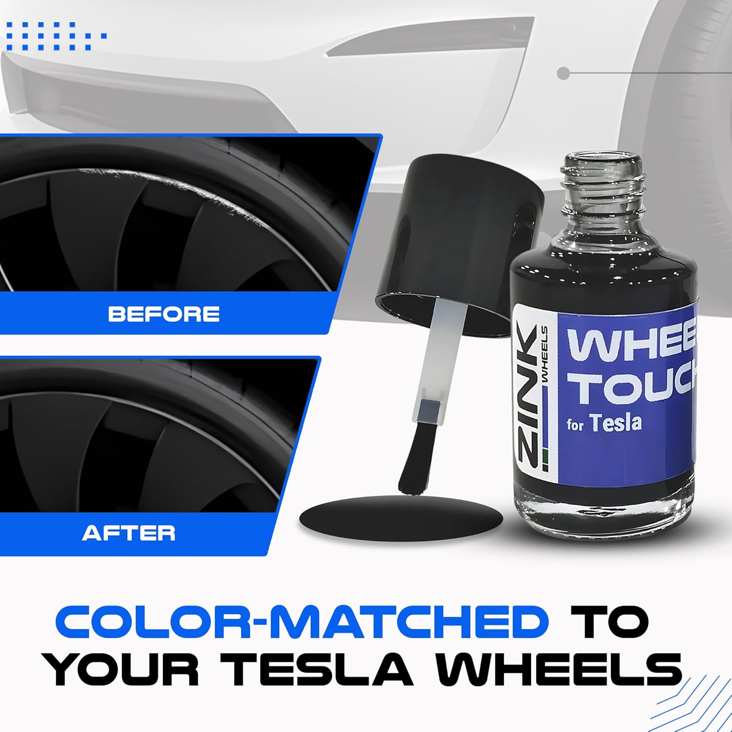 Premium Tesla Wheel Touch Up Paint for Model Y 21-inch Charcoal Grey Uberturbine Performance Rims - Color-matched Paint for DIY Curb Rash Repair - Made in USA