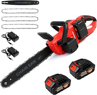 ALSOGO 16" Cordless Electric Chainsaw, 42V Brushless Battery Chainsaw with 2x3.0Ah Batteries for Wood Cutting & Tree Pruning