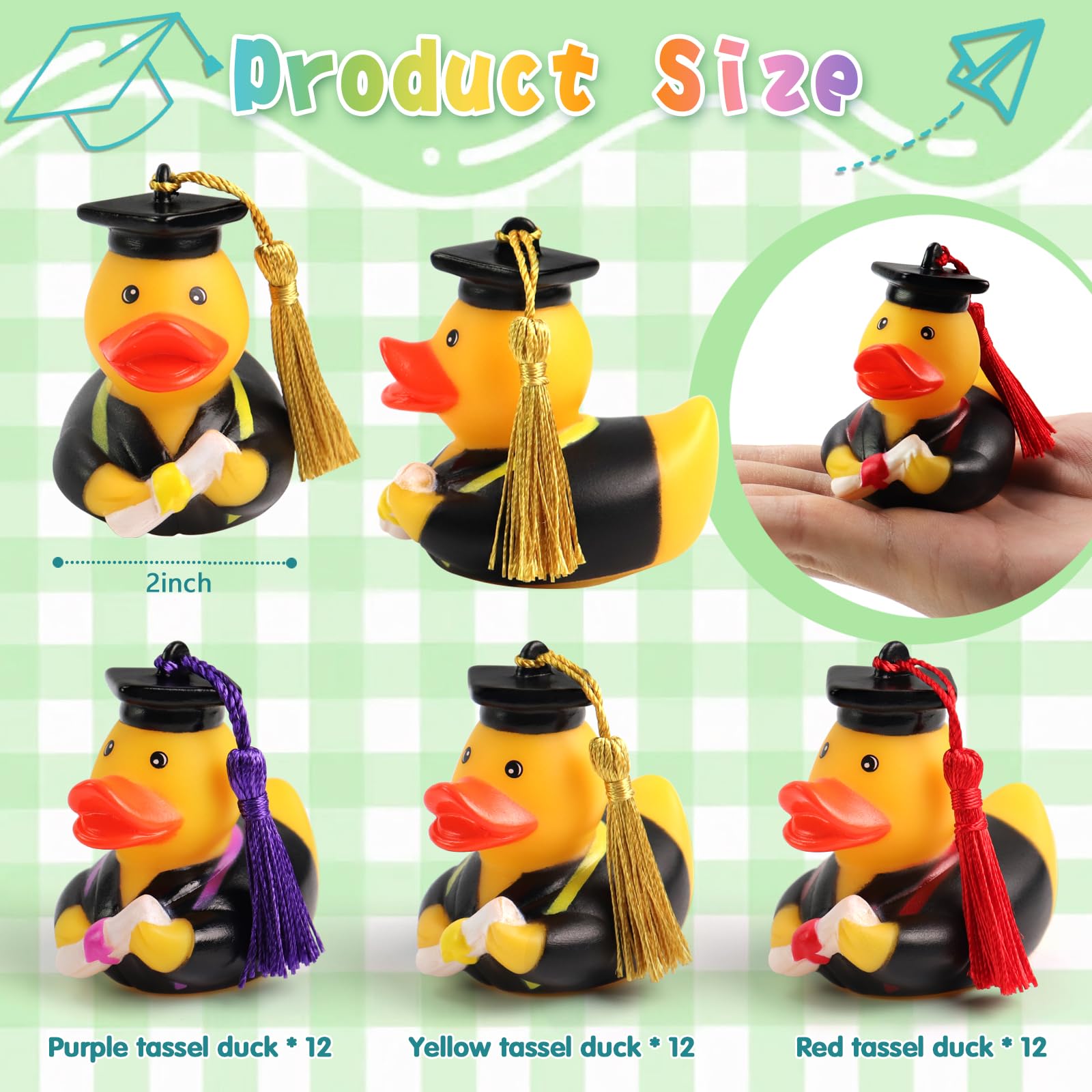 Graduation Ducks Class of 2025 - 36Pc Rubber Ducks with Grad Cap Diploma,College Student Son Daughter School Graduation Gifts Party Favor,Funny Cute Bulk Toys for Her&Him