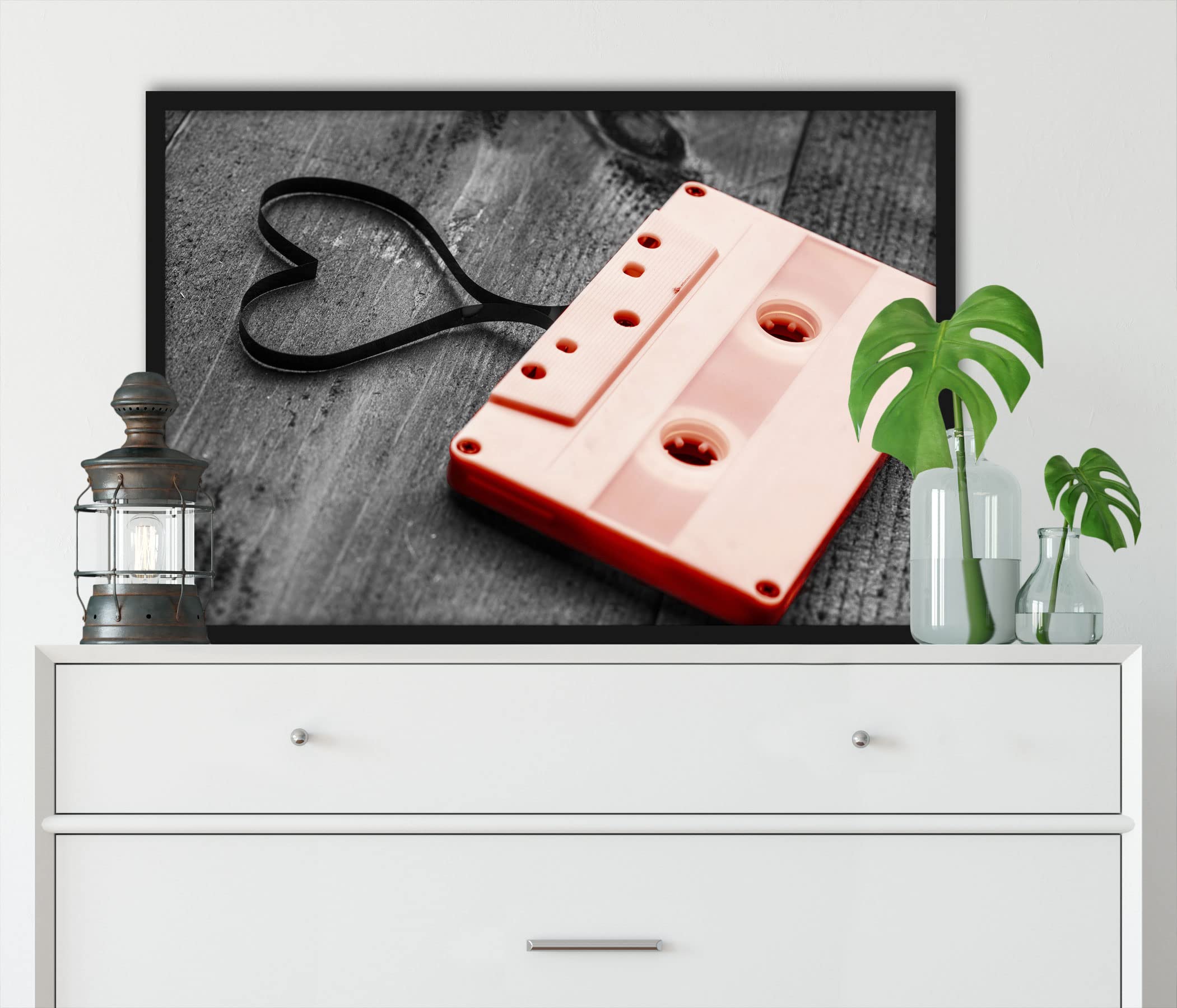 Poster con cornice in stile retrò, con cuore, 80 x 60 cm, stampa artistica incorniciata