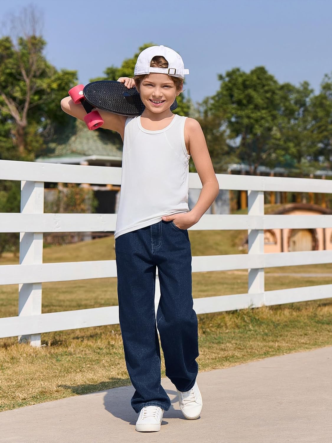 Haloumoning Boys Baggy Jeans Kids Casual Straight Leg Loose Fit Denim Pants with Pockets 5-14 Years - Image 5